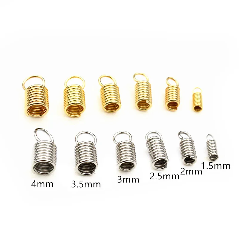 30-100pcs Stainless Steel Spring Crimp Clasps Leather Cord Ends End Caps Connectors For DIY Bracelet Necklace Jewelry Making