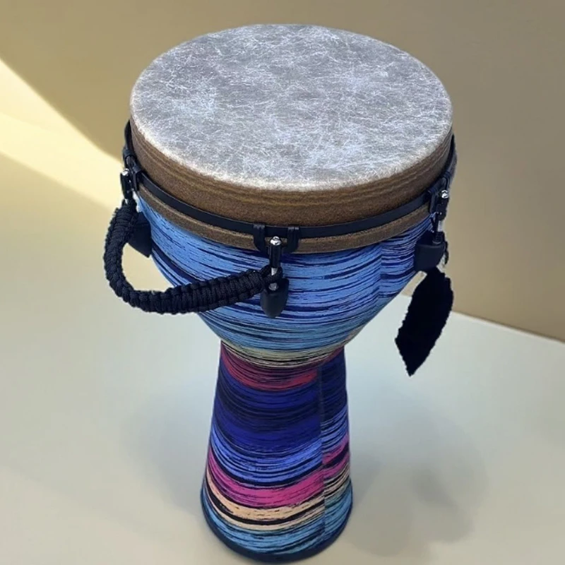 Professional Djembe Drum 12 Inch Adjustable Tuning Adults African Drum Colorful Art Patterns Beginners Kids Portable Hand Drums