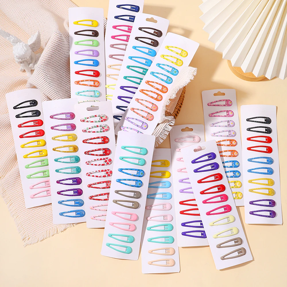 10Pcs/set Kids Colorful Dopamine Hair Clip for Girl Water Drops Bangs Clip Hairpins Baby Broken Hair BB Clips Headwear Wholesale