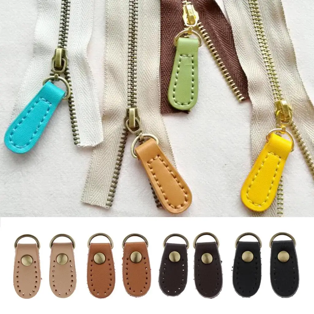 Shoulder Bag Leather Zipper Pull Cowhide Strap Buckle Closure Handbag Replacement for Sewing Machine Bag and Knitting Bag