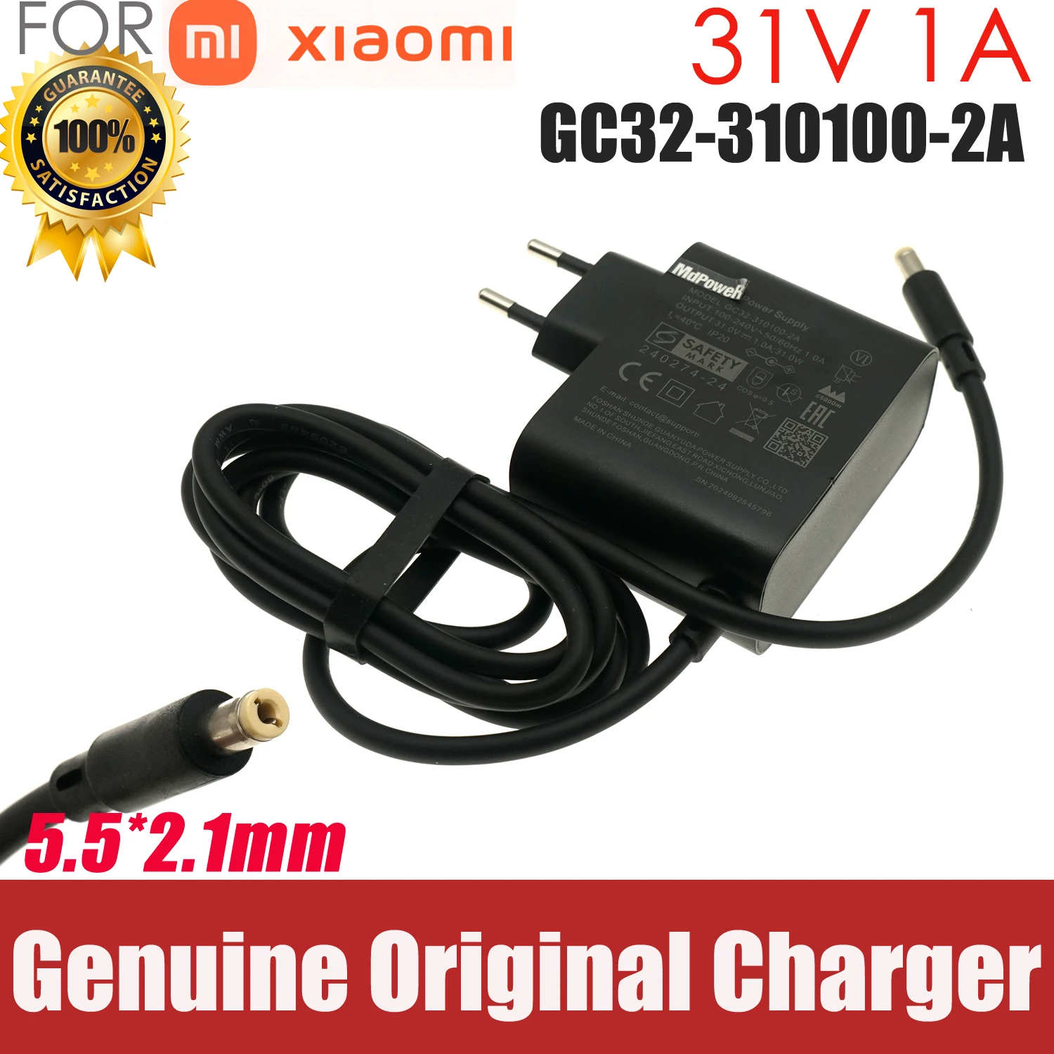 

Original 31V 1A GC32-310100-2A For Xiaomi vacuum cleaner AC adapter power Supply GC32-310100-1A Charger