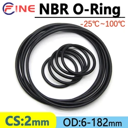 CS 2mm NBR Black O Ring Gasket Rubber Gaskets Seal Ring Nitrile Rubber O-Rings High Pressure Corrosion Oil Resist Sealing Washer
