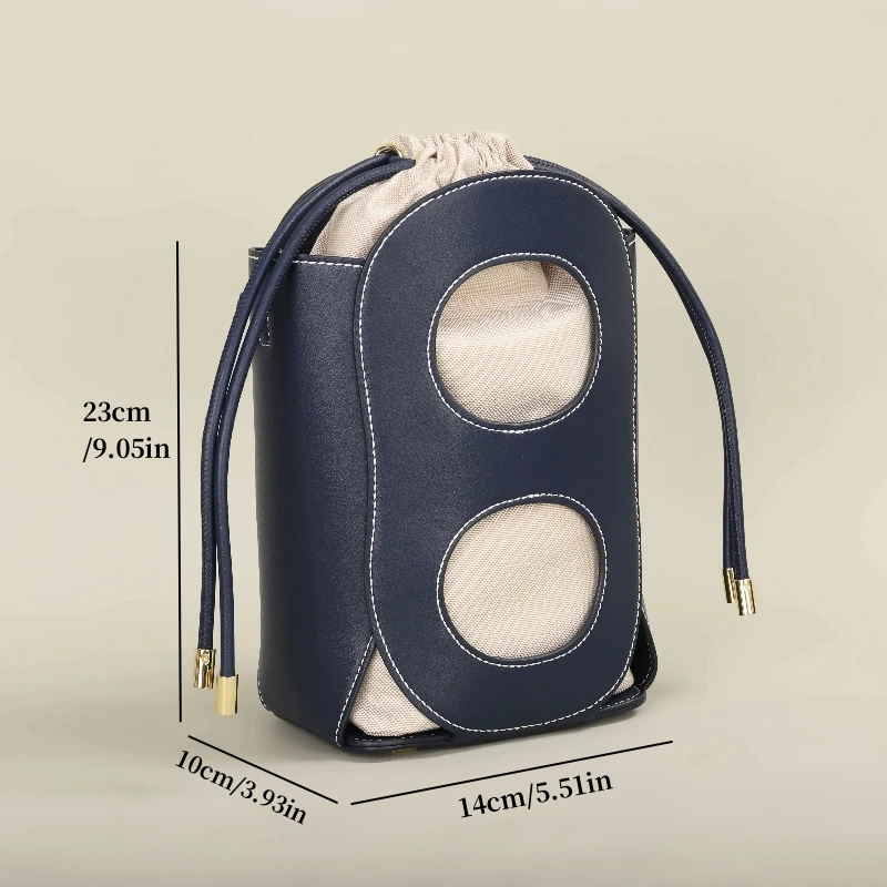 Chic Women's Crossbody Bucket Bag, Luxury Design Simple Atmosphere Hollow Design Shoulder Bag image 3