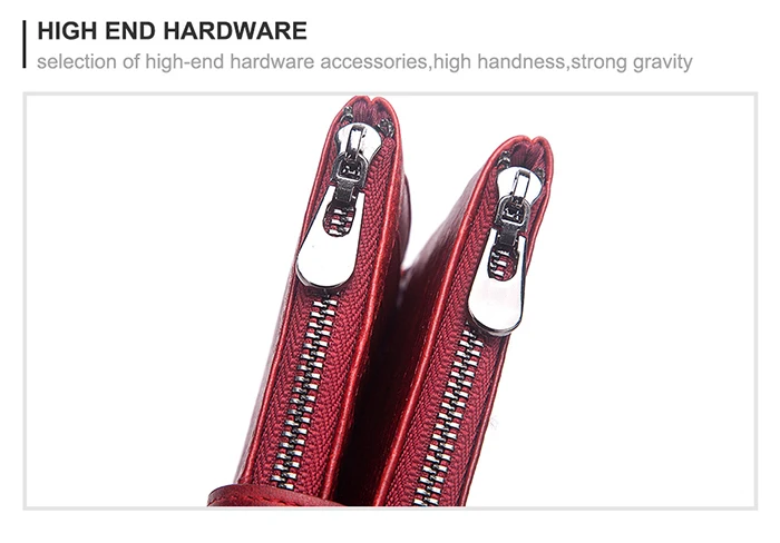 KAVIS Damen-Geldbörse, echtes Leder, lange Clutch mit RFID-blockierendem Kartenhalter, Reißverschluss, Münzgeldbörse, große Kapazität, Handytaschen – Detail 9