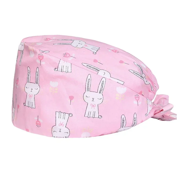 Gorros de algodón con estampado de alta calidad, gorro ajustable para enfermería, sala de operaciones, enfermera, médico, trabajo de limpieza, gorros de fregado