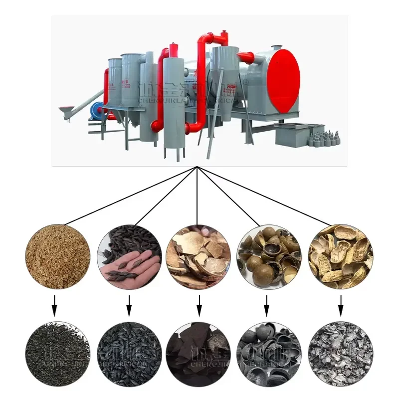 Continuous High Efficiency Motor Peanut Shell Rotary Cotton Stalks Straw Rice Husk Charcoal Carbonization Furnace Stove