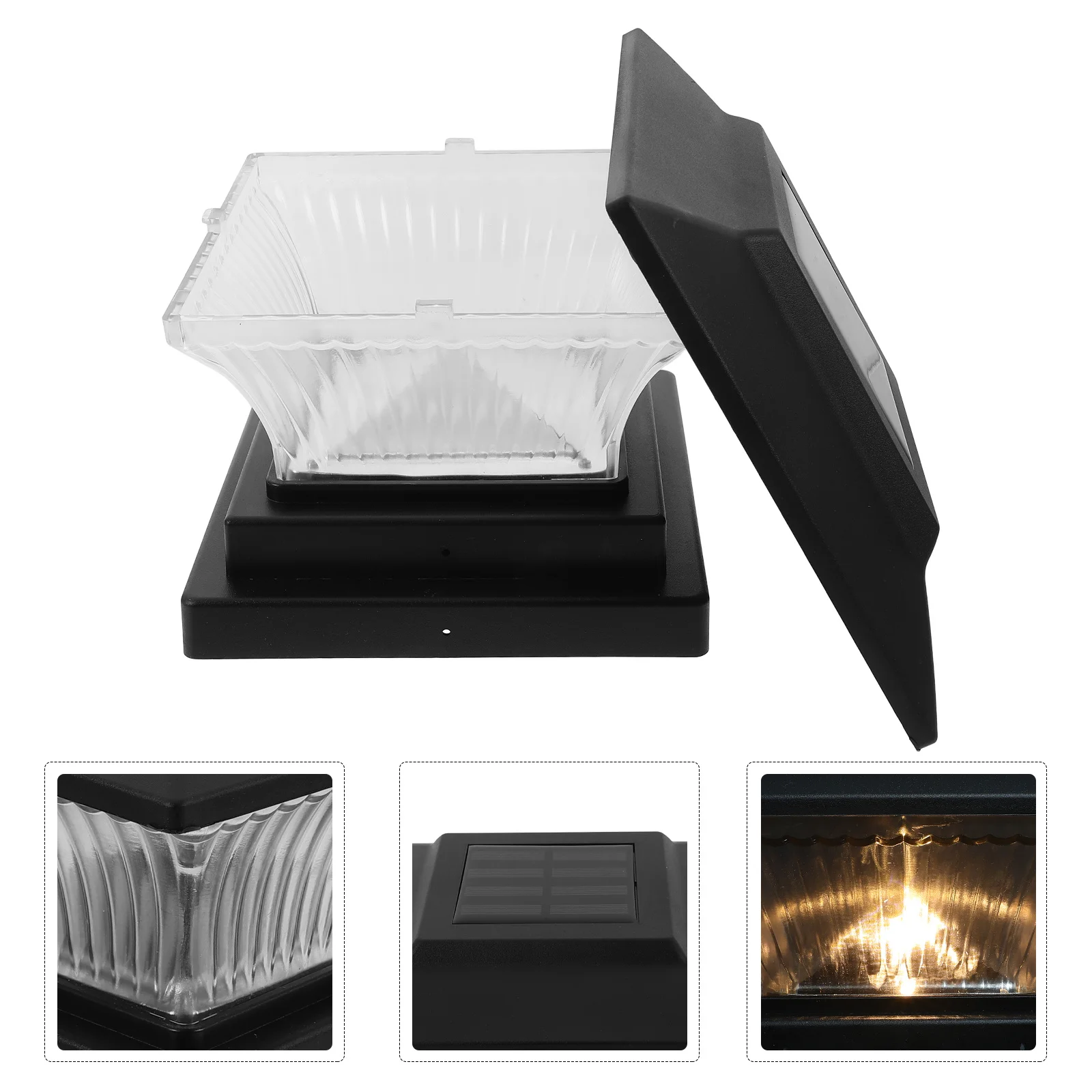 

Solar Powered Post Lights Black Warm Yellow Led Pillar Lamp Outdoor Garden Decoration Lighting High Brightness Landscape