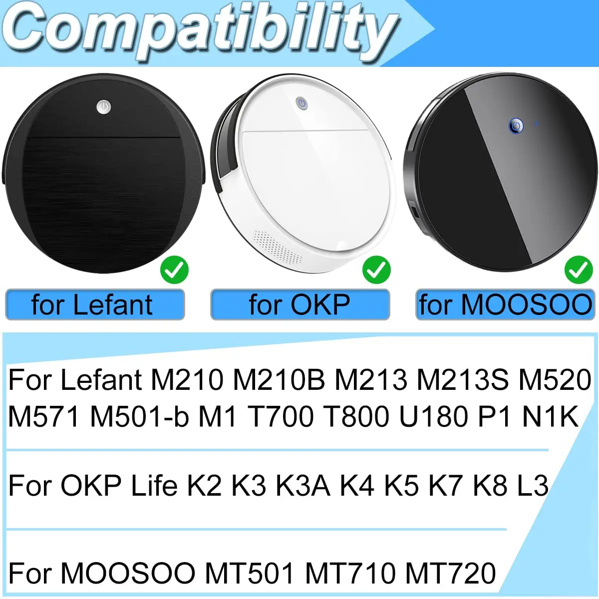 Sikat samping untuk Lefant M210 / M210S / M210B / M210P / M213 / OKP Life K2 / K3 / K4 / K5 / MOOSOO MT501 komponen vakum Robot