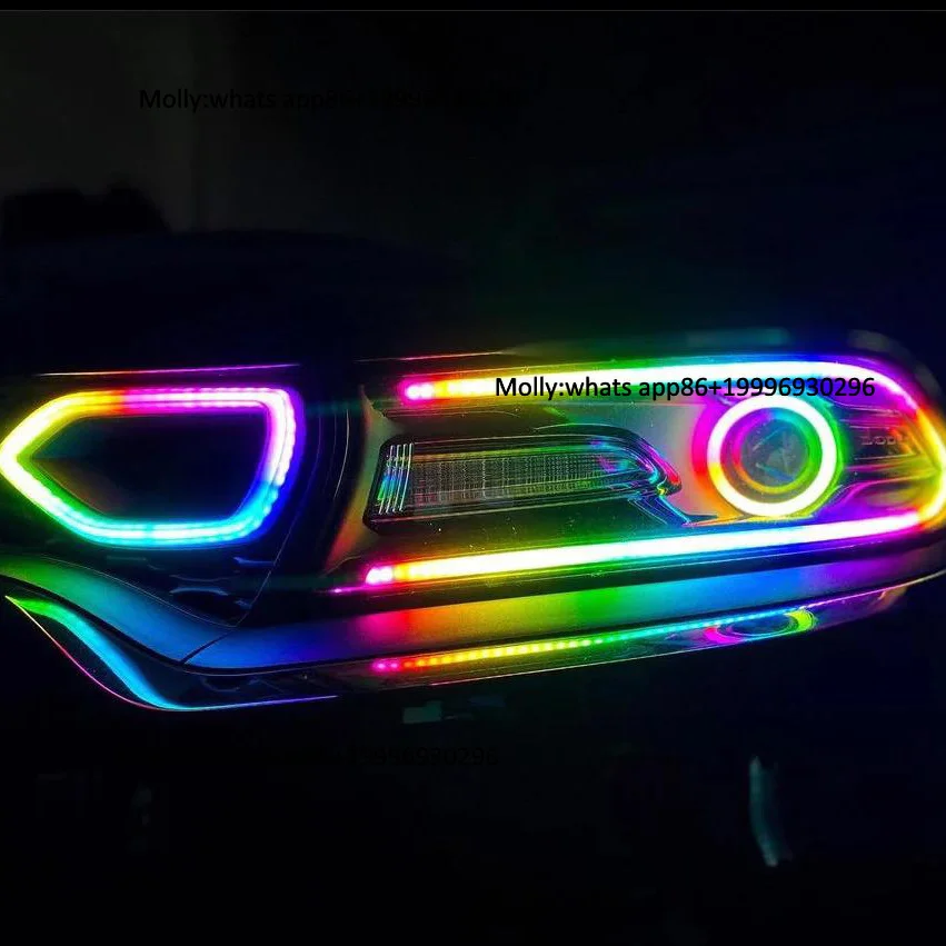 DRL LED Boards for 2015-2023 for Dodge Charger RGB Chasing Halo Ring with Turning Signal New Condition Daytime Running Light