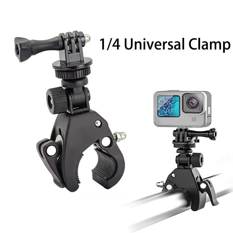 1/4 Universal Handlebar Clamp Mount 360° Rotation Camera Bracket for GoPro  DJI Insta360 Action Camera Bike Motorcycle Holder