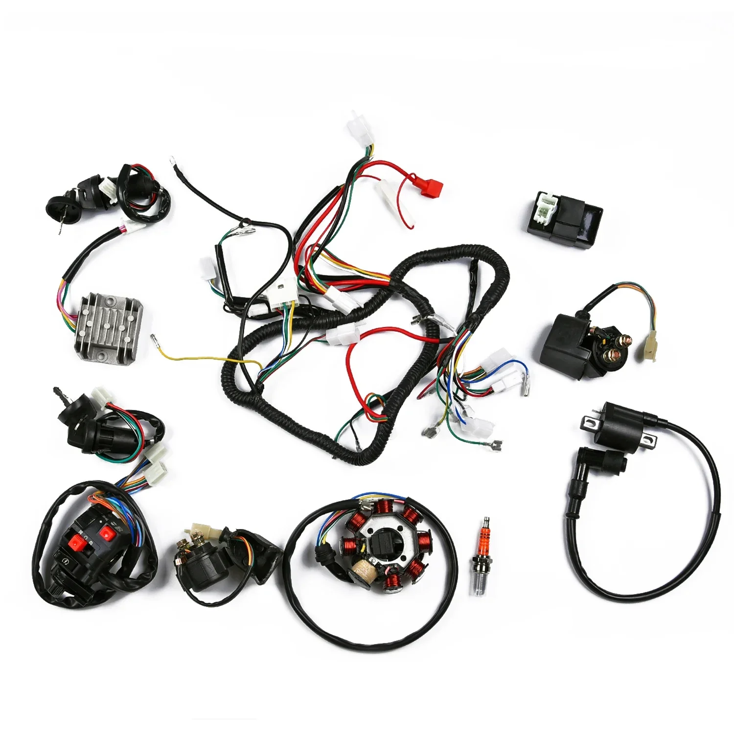 Arnés de cableado eléctrico completo para ATV QUAD 150/200/250CC CDI piezas de estator arranque eléctrico de motocicleta cableado completo