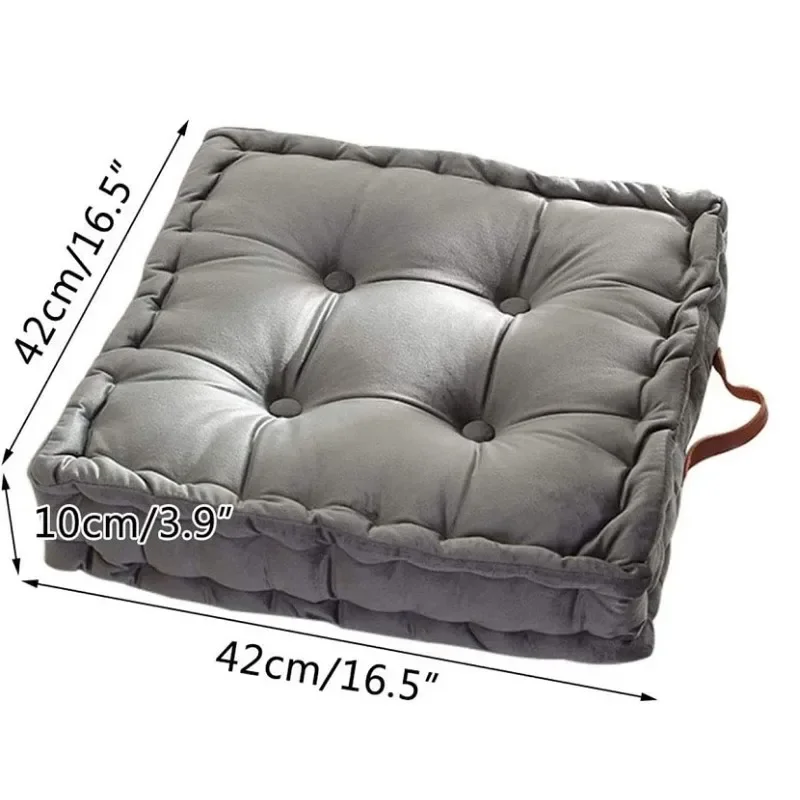 yesGrey Square Thick Floor Seating Cushions Tufted Cushion Meditation Pillow Floor Pillows Seating with Carrying Handle Tatami P