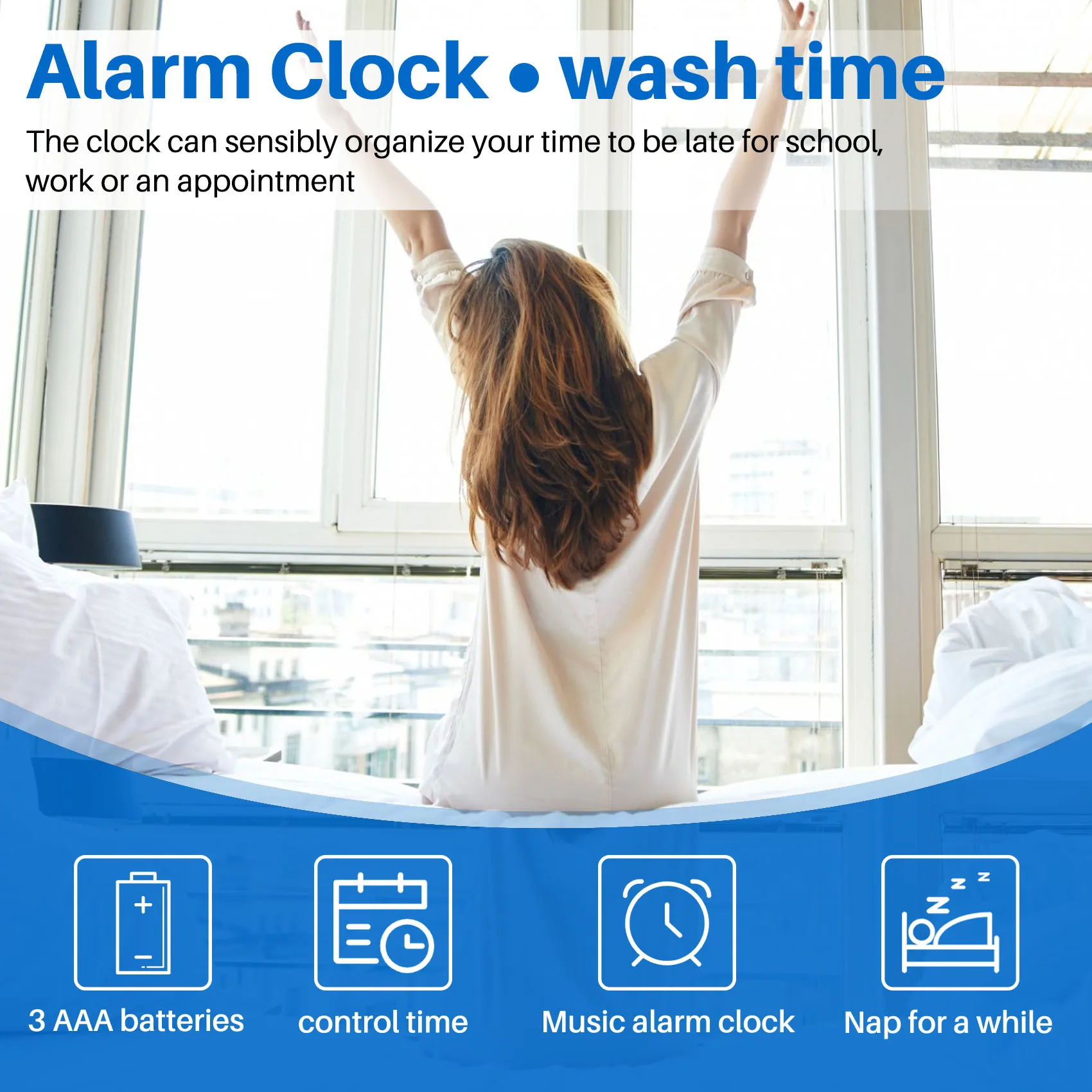 LICE-Alarm Clock Stand On Pressure Sensitive Battery Smart Alarm Clock Mat Floor Rug LED Time