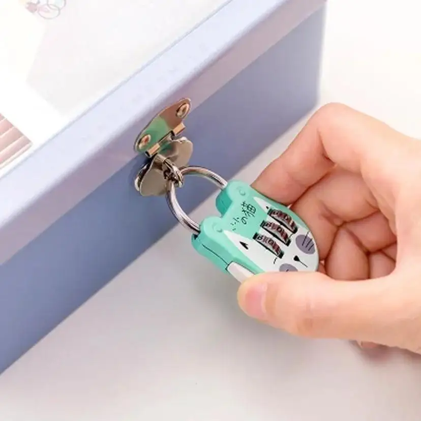 Mini Cat Combination Padlock Cute Cartoon Password Lock For Luggage Suitcase Backpack Bag Diary Notebook Travel Security Holder
