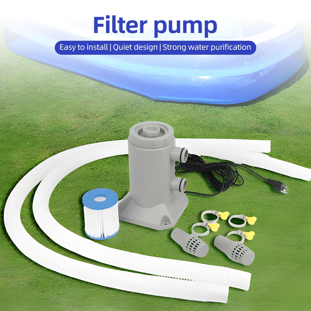 Cartridge Filter Pump 55W 250L/H Flow Rate Low Noise Improved Filtration Water Filter Pump Cartridge for Above Ground Pools
