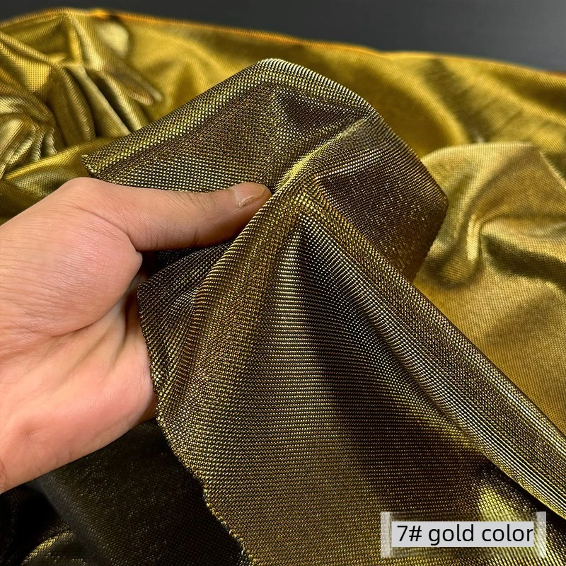 Shiny Thread Stretchy Knit Fabric By The Meter for Dresses Skirt Pants Stage Costumes Decoration Sewing Soft Glossy Cloth Golden