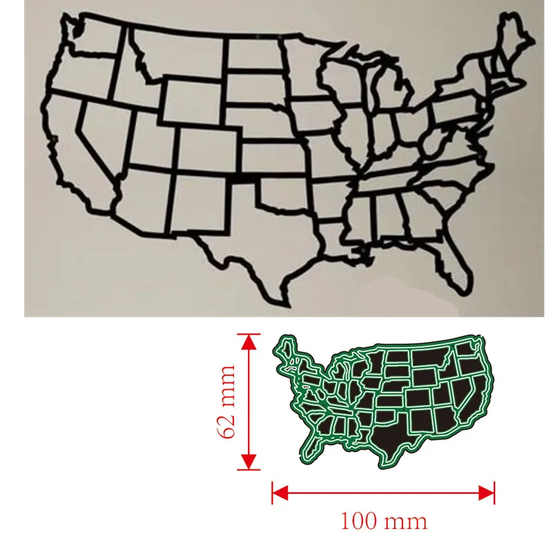 Matryce do cięcia metalu stany zjednoczone mapa dekoracja księga gości papierowe rzemiosło forma do noża podkładki chroniące przed uderzeniami ostrzy