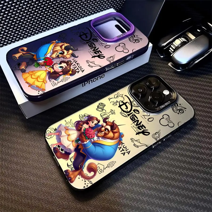 

Цветной серебристый чехол для Apple iPhone 11, 13, 15 Pro Max, 12, 14, XR, X, XS, ударопрочный защитный жесткий чехол для телефона, Милая Принцесса Диснея