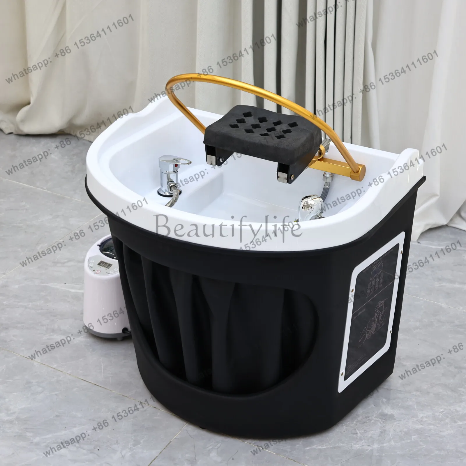 Heating Head SPA Water Circulation Shampoo Basin Hair Wash Salon Device with Fumigation Machine & Cover