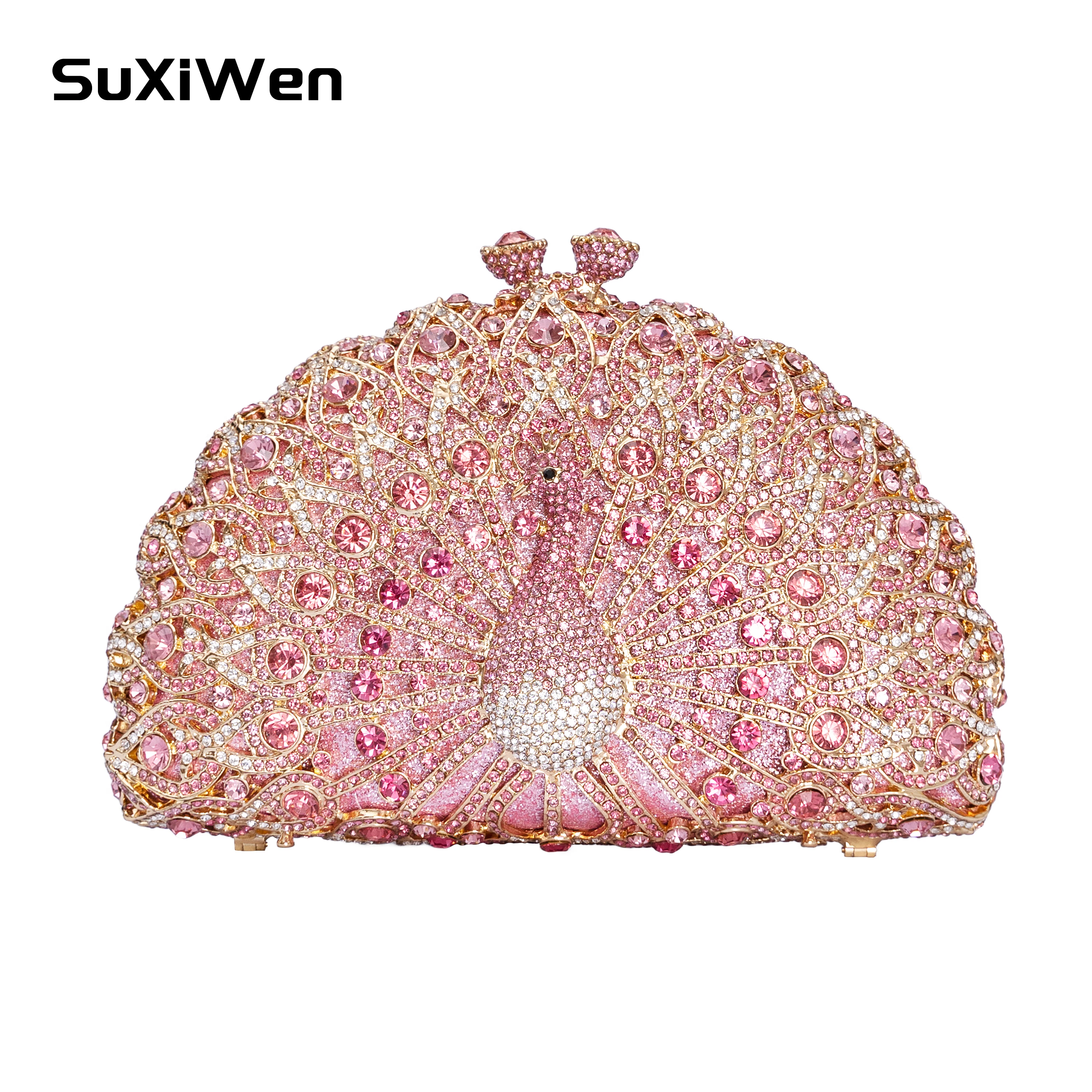 Luxury Crystal Women Peacock Rhinestones Clutch Evening Bag Party Minaudiere Handbag Wedding Clutches Bridal Diamond Purse