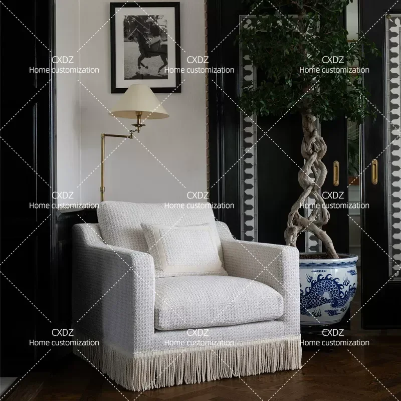 Light Luxury Thousand Bird Grid Fabric Sofa Modern Simple Single and Three Seater Combination for Small Apartment Living Room