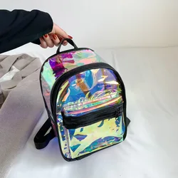 Mochila pequeña holográfica para chicas adolescentes, morral escolar de Pvc con láser, a la moda, 2023