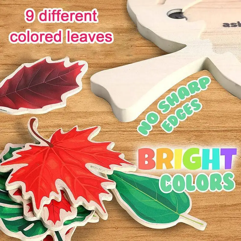 Wooden Montessori Leaf Shape Puzzle Educational Learning Leaf Puzzle Toys Shape Jigsaw Board Cognition Puzzle Game For Kids