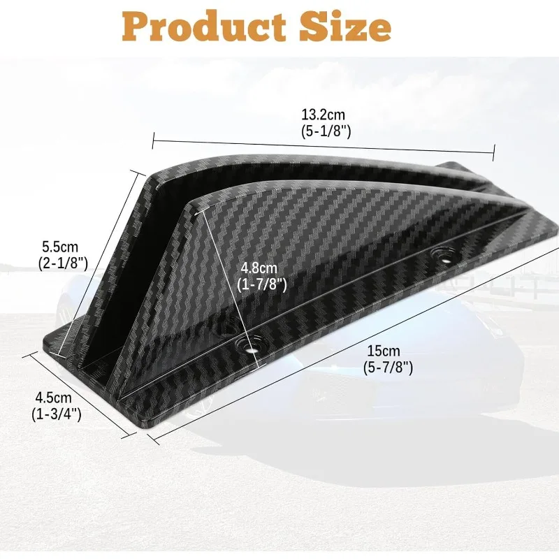 4pcs Car Rear Bumper Spoiler, Universal Curved Shape Rear Bumper Diffuser Lip Spoiler Shark Fin Wings Trim Covers Decoration Set