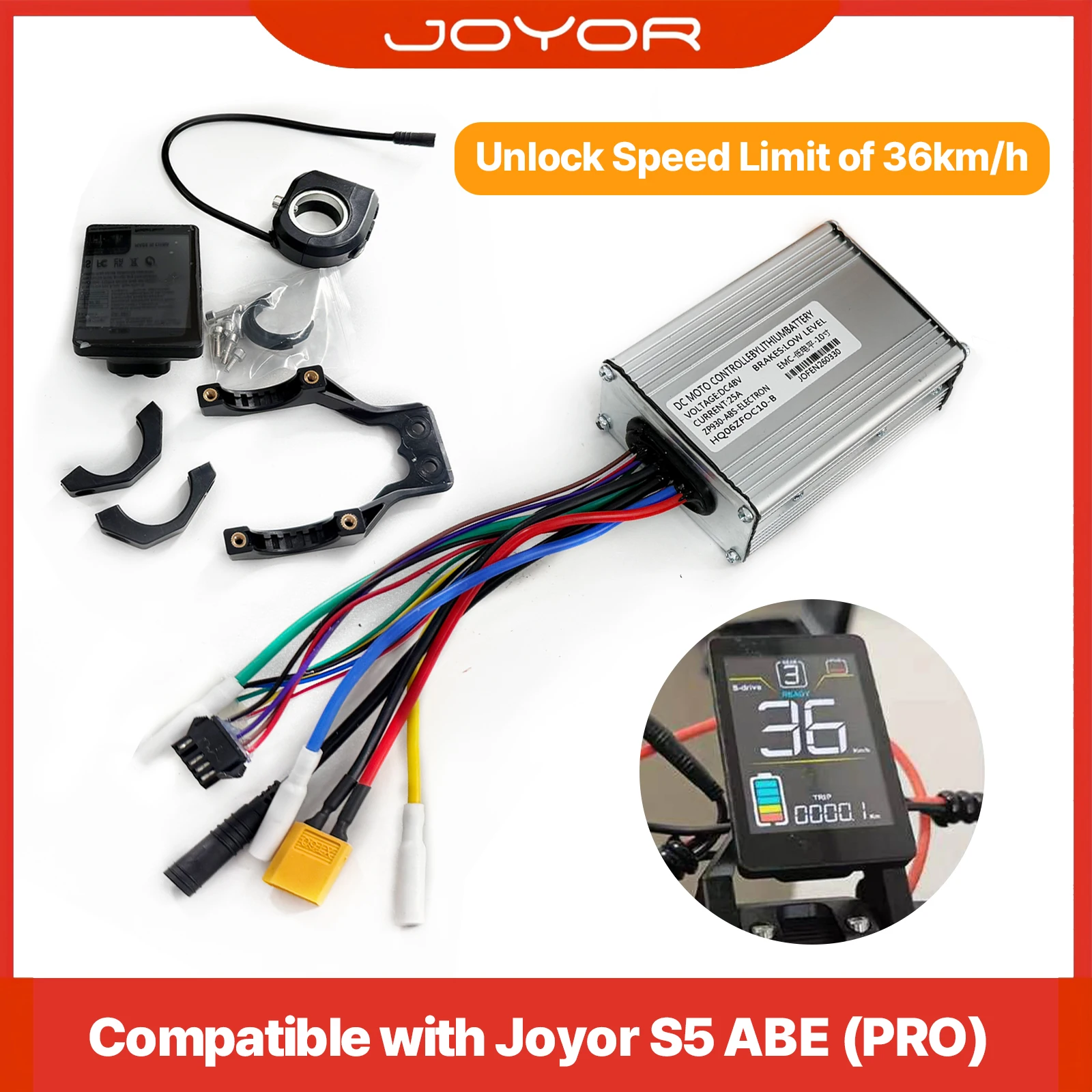 JOYOR S5 ABE/Pro Speed Unlock Kit 36km/h Entdrosselung Set für Elektroroller E-Scooter - Controller & Display Upgrade