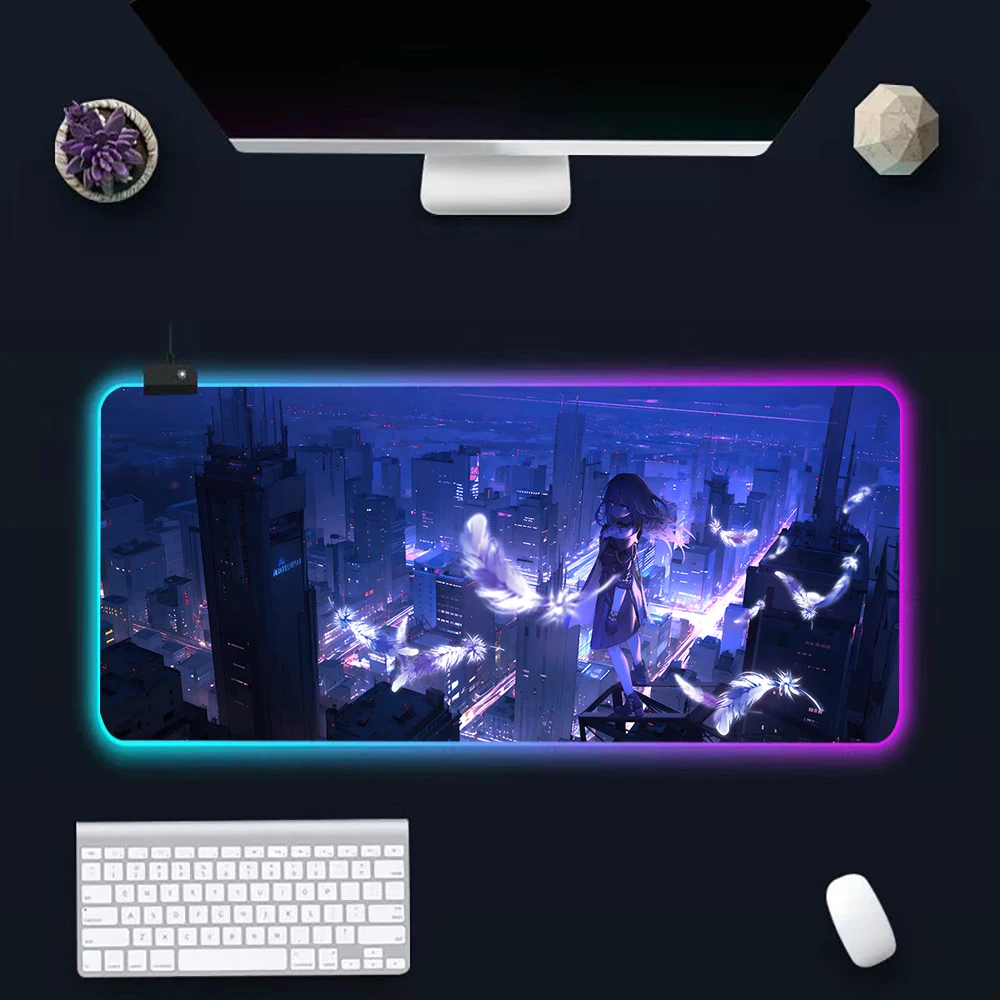 Honkai Star Rail RGB Pc Gamer Keyboard Mouse Pad Mousepad LED Glowing Mouse Mats Rubber Gaming Computer Mausepad