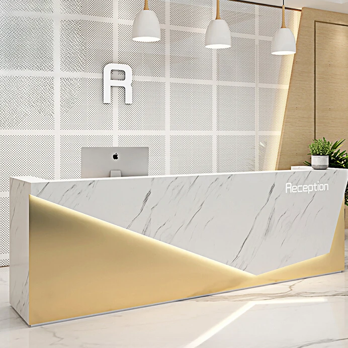 Reception desk artificial marble clothing store checkout page Simple luxury beauty salon Creative Coffee shop Bar table