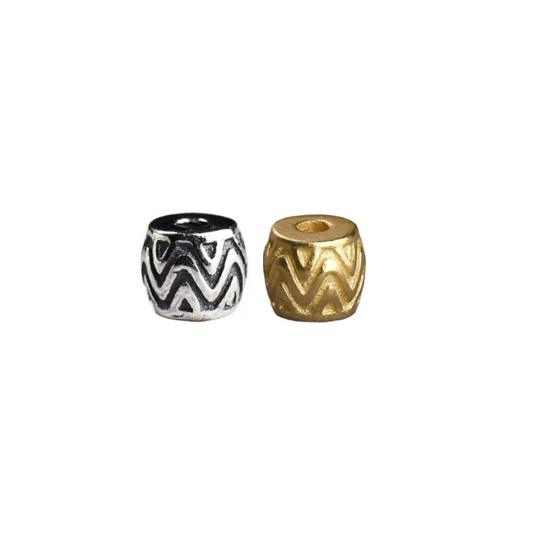 100% 925 Silver Tibetan Wave DZI Bead Sterling Gold Plated Tiger-teeth DZI DIY Jewelry Findings