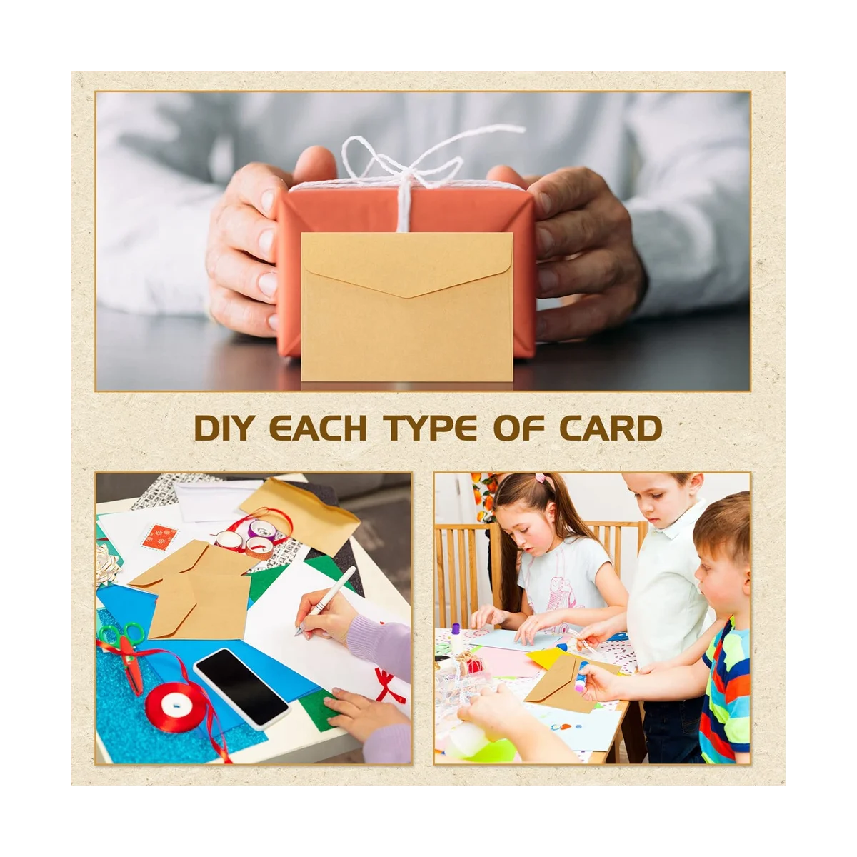 100 قطعة الكلاسيكية كرافت فارغة مغلفات ورقية صغيرة دعوة زفاف مغلف هدية مغلف