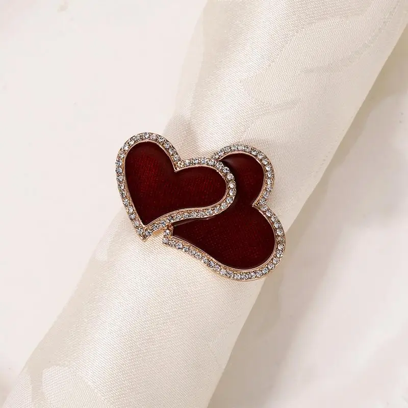 Gesp Servetringen Metalen Gesp Hart Servet Ringen Vergulde Rode Servet Ringen Versiering Voor Valentijnsdag Feestdagen En