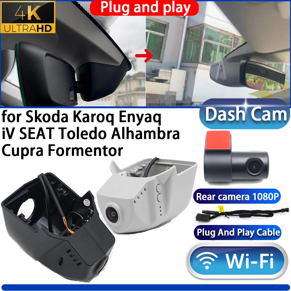 for Skoda Karoq Enyaq IV SEAT Toledo Alhambra Cupra Formentor Dash Cam Camera DVR 4K Night Vision Plug And Play Video Recorder