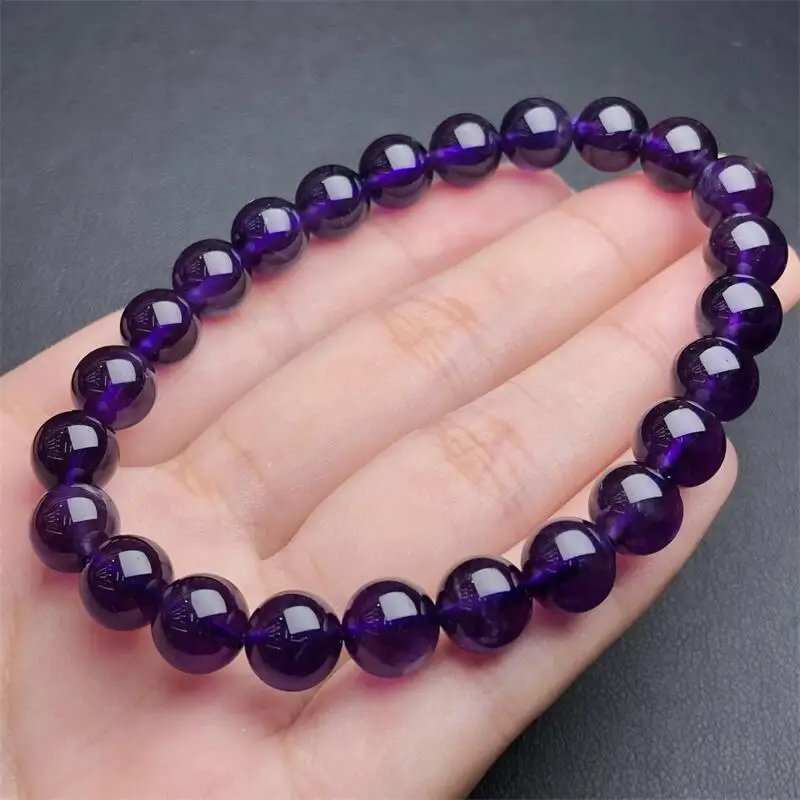 8MM Natural Amethyst Bracelet Charms Handmade Fortune Energy Bangle Mineral Woman Amulet Jewelry Gift 1PCS