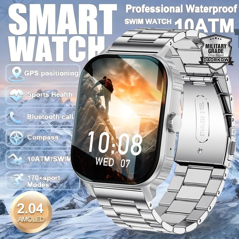 من DAORKOW الرجال النساء 1000mAh AMOLED 100 + الرياضة معدل ضربات القلب HD بلوتوث دعوة GPS المسار مقاوم للماء ساعة ذكية لنظام iOS أندرويد #1