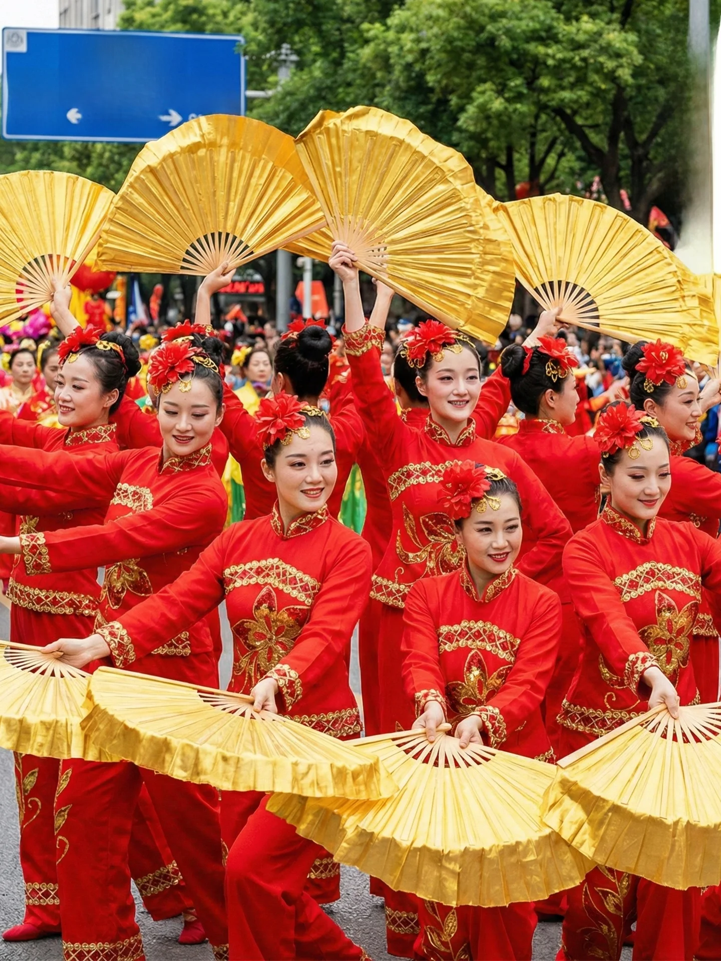 

Новый праздничный костюм для танцев 2026 года: красный, для выступлений, с веером и поясным барабаном, традиционный северо-восточный китайский классический стиль Янь...