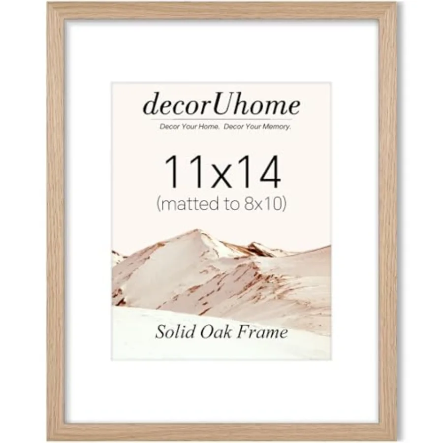 

Solid Oak Wood Picture Frame, Display Pictures with Mat or without Mat, Wall Mounting Photo Frame,,1 Pack