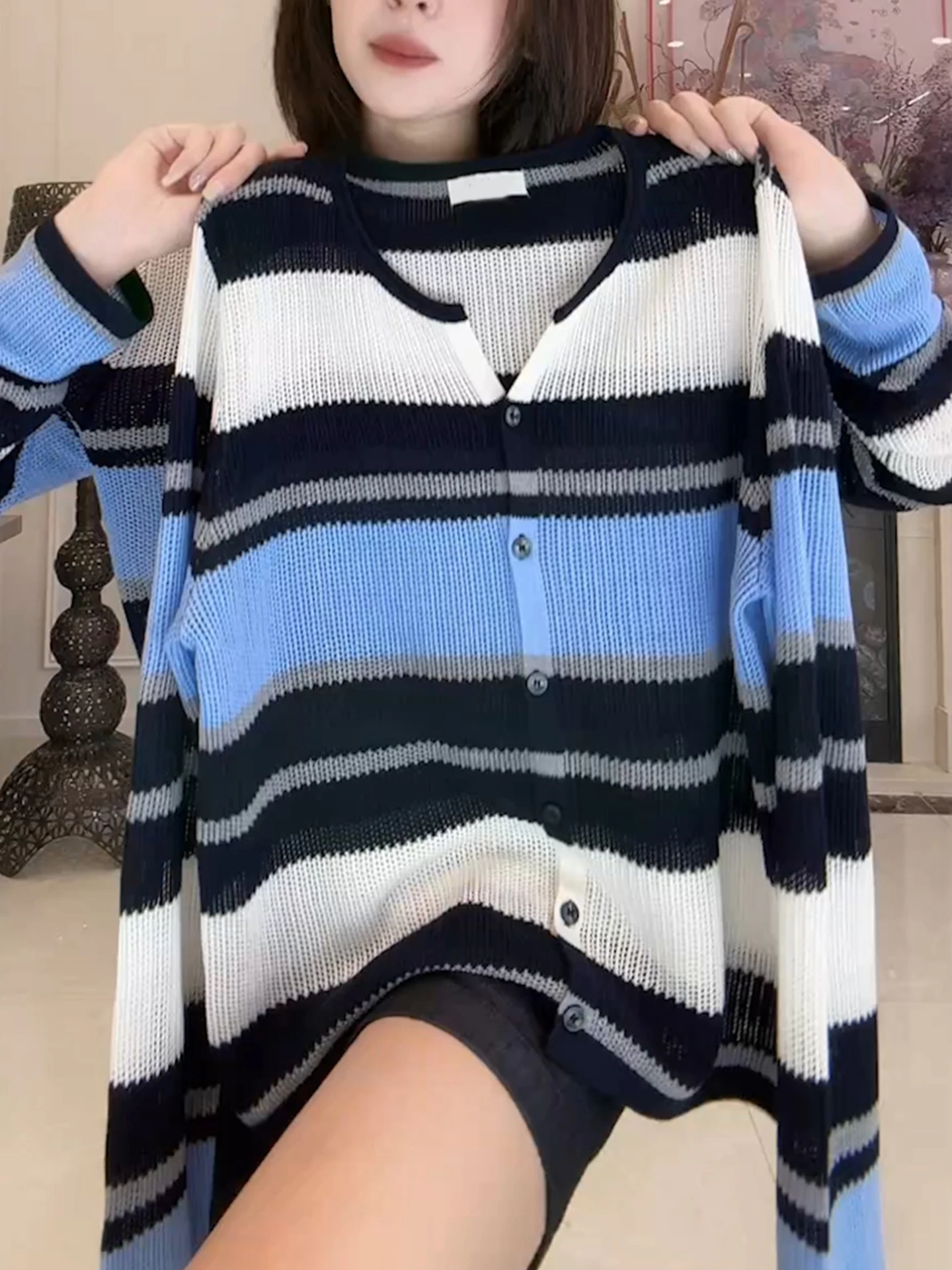 

Ele Comfortable Knitted Open Cardigan Long Sve Base irt Trendy Lazy Sle Unique Faion Autumn Commute Windbreaker