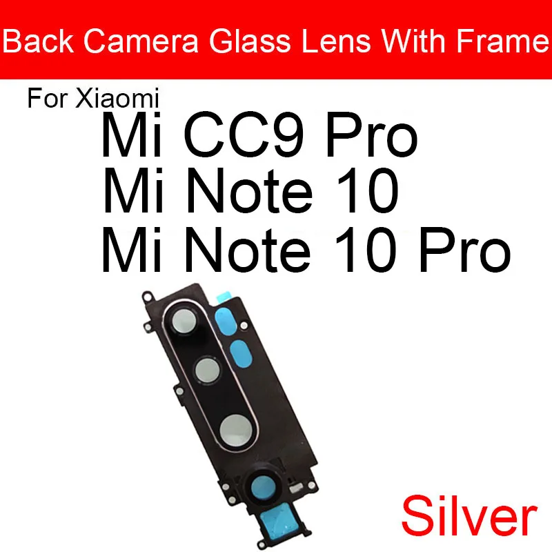 Back Camera Lens Glass Cover Frame For Xiaomi Mi Note 10 Pro CC9 Pro Main Big Rear Camera Cover Frame Sticker Repair Replacement