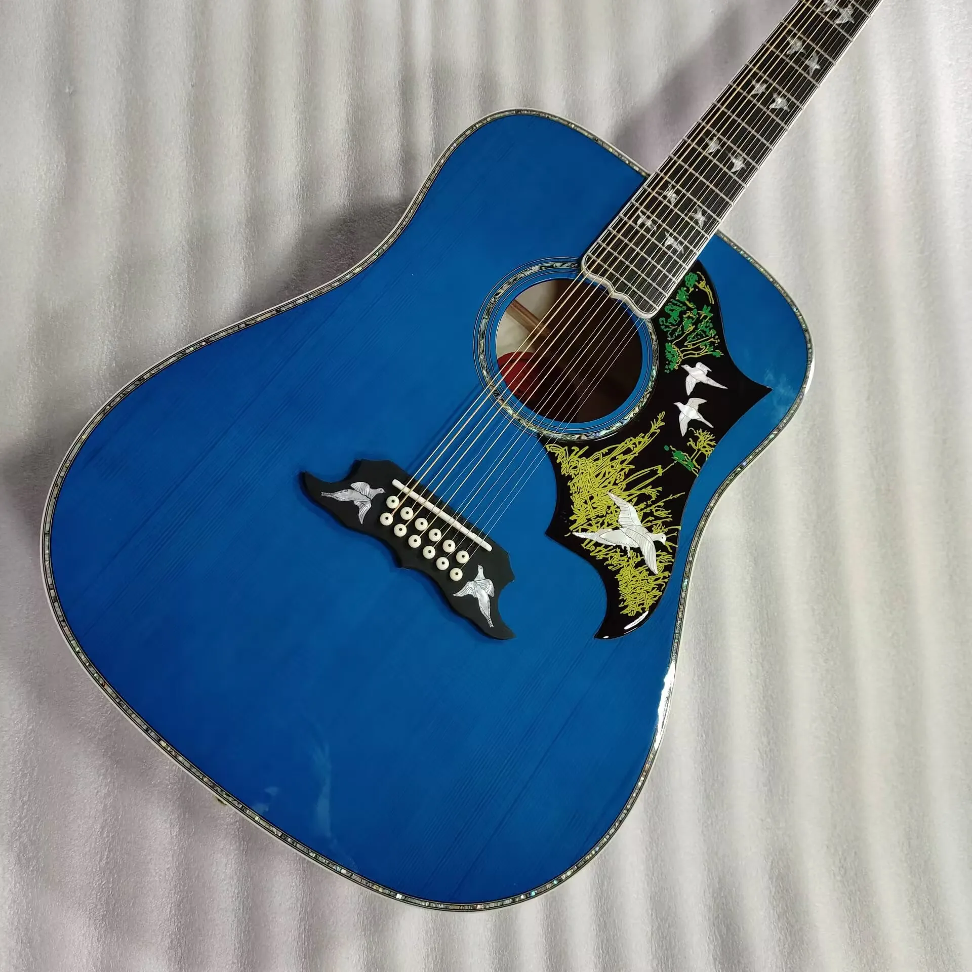12-String Professional Dreadnought Acoustic Guitar Blue 12 Strings Doves in Flight Bluegrass Guitar