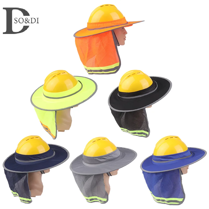 Hard Hat Sun Neck Shield Summer Helmet Mesh Sunshade High Visibility Reflective Hard Hat Shade For Outdoor Construction Worker