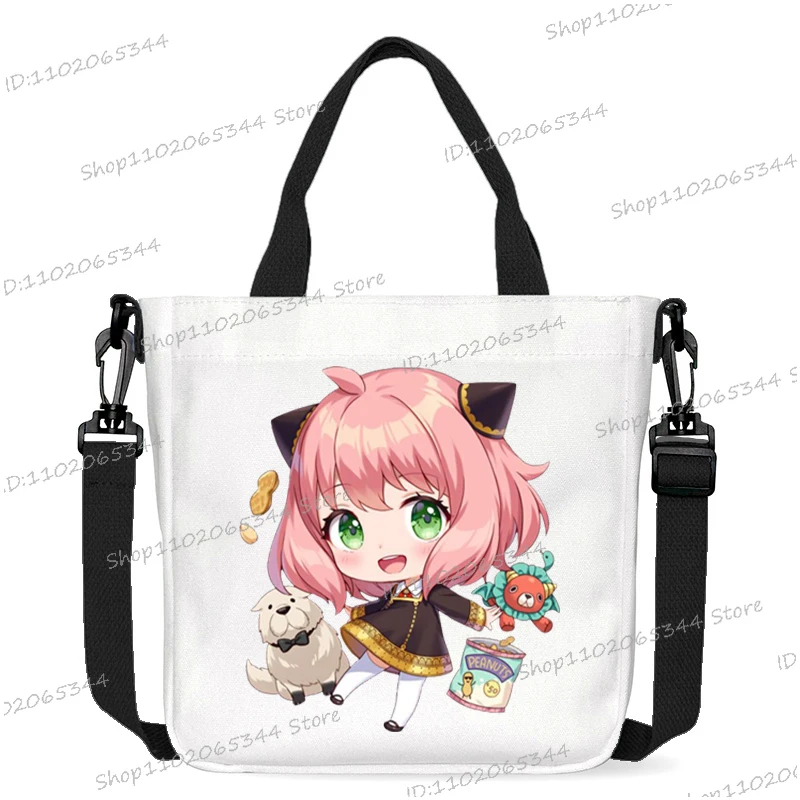 Fashion Spy × Family Anya Forger Crossbody Bags Retro アーニャ Canvas Square Handbags Fashion Anime Men Women Shoulder Bags