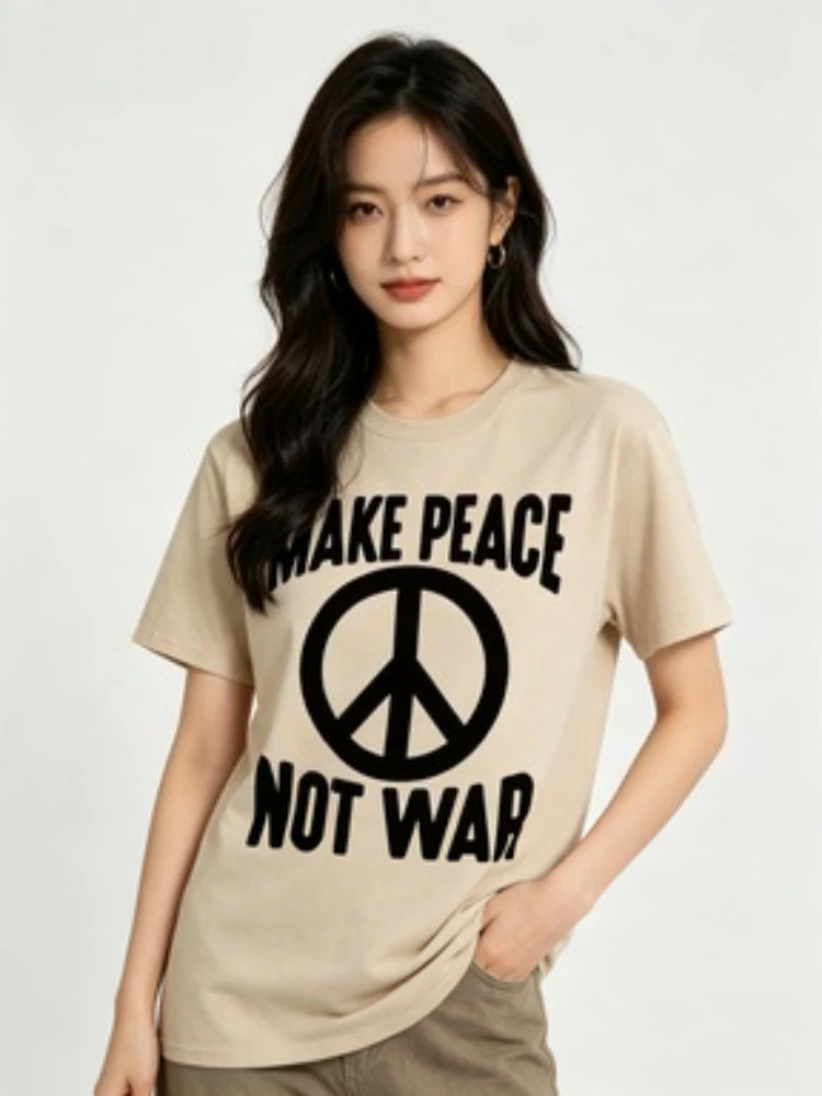 make love not war Vintage t-shirt Stop the Wars No War Graphic Novelty T shirt New TEE TSHIRT Womens tops