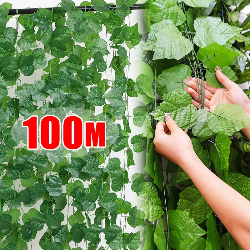 Artificial Plant Green Ivy Leaf Garland Silk Wall Hanging Vine Home Garden Decoration Wedding Party DIY Fake Wreath Leaves
