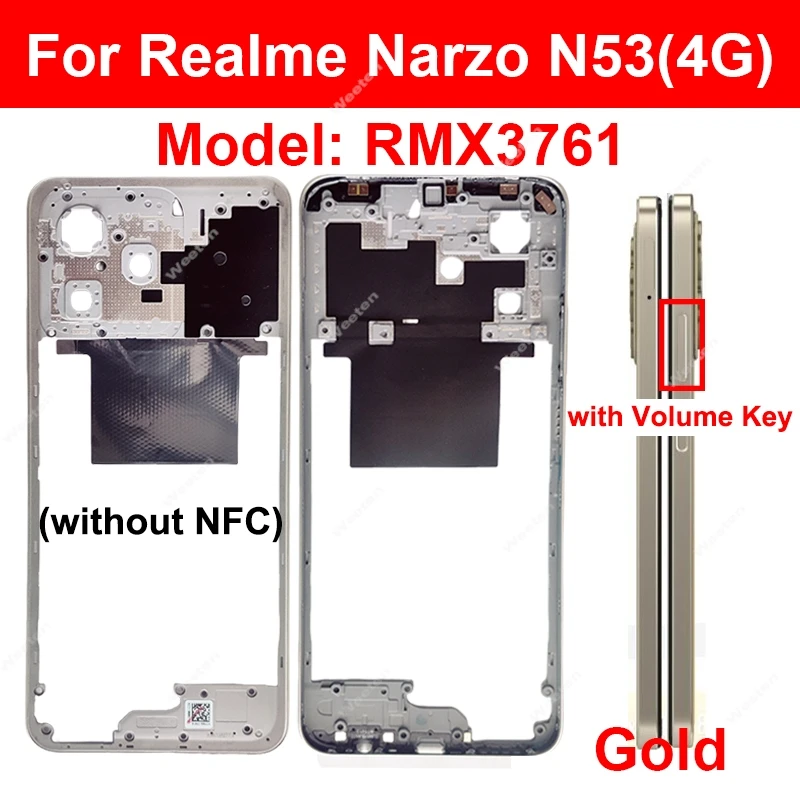 

Middle Frame Housing For Realme Narzo N53 N55 N63 4G Middle Housing Holder Middle Frame Housing Cover Repair