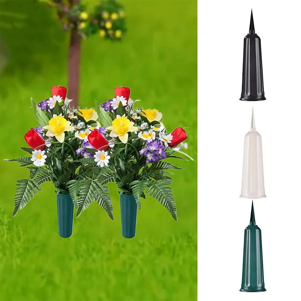 with Spikes Cemetery Vase Durable Memorial Lawn Flower Arrangement Device Multifunctional Art Plastic Floral Vase Holder