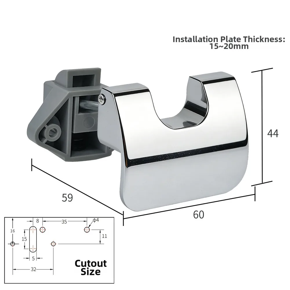 Eccentric Handle Lock Catch Zinc Alloy for RV Cabinet Drawers Yacht Mobile Home Furniture 15-20mm Door Thickness Chrome
