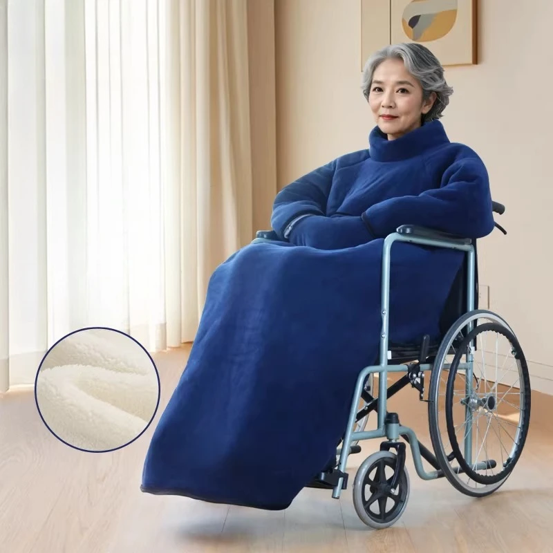Wheelchair Warm Blanket, Fleece-Lined Windproof Cover for Elderly&Disabled, Detachable Insulating Wrap for Wheelchairs &Walkers